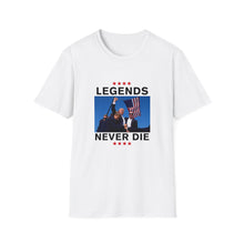 Load image into Gallery viewer, Legends Never Die Trump 2024 T-Shirt - Unisex MAGA Apparel [White Tee]
