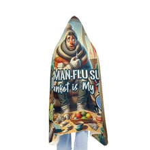 Load image into Gallery viewer, Man Flu Survivor Hooded Blanket – Comfy, Humorous, and Warm Recovery Blanket
