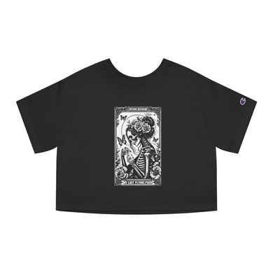 Champion Women's Cropped Tee - My Last Flying F* Design [Black, front, laying flat]