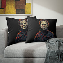Load image into Gallery viewer, Custom Michael Myers Pillow Sham - Classic Horror Fan Decor displayed on a sofa
