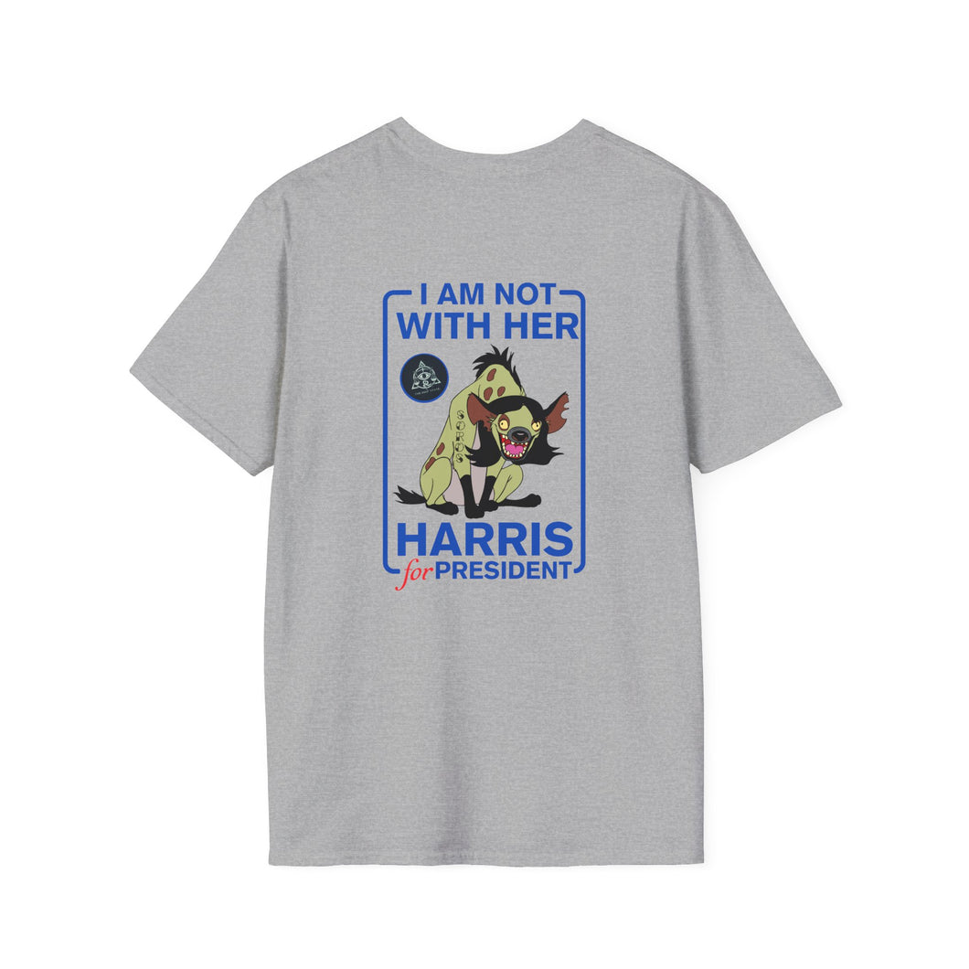 I Am Not With Her! Harris for President SoftStyle Tee - Political Statement Shirt [Sport Gray, back of tee]