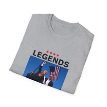 Load image into Gallery viewer, Legends Never Die Trump 2024 T-Shirt - Unisex MAGA Apparel [Sport Gray folded]
