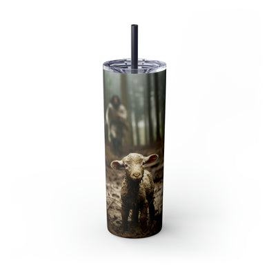 20oz Kevin Carden Art Skinny Tumbler - 'The Shepherd Runs For His Lost Lamb' - Durable & Stylish Drinkware by VTown Designs