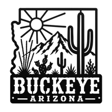 Load image into Gallery viewer, Buckeye_Roots_Metal_Sign__Arizona_Deser_Black_Transparent_Mockup.png_15881277

