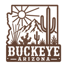 Load image into Gallery viewer, Buckeye_Roots_Metal_Sign__Arizona_Deser_Copper_Transparent_Mockup.png_15881289
