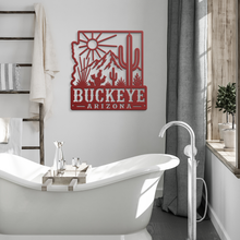 Load image into Gallery viewer, Buckeye_Roots_Metal_Sign__Arizona_Deser_Red_Modern_Bathroom_Mockup.png_15881281

