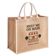 Load image into Gallery viewer, Meet_Me_on_Main__Verrado_Jute_Tote_Bag_Main_Angle_Mockup.png_16434188
