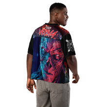 Load image into Gallery viewer, Stranger Things Vecna Boxy Football Jersey 0n male model (BACK)
