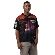 Load image into Gallery viewer, Stranger Things Demogorgon Boxy Football Jersey (FRONT) on male model
