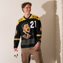 Load image into Gallery viewer, Tonka Jahari “Would Never” Recycled Hockey Fan Jersey – Limited Edition

