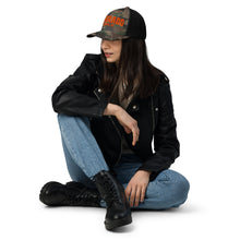 Load image into Gallery viewer, Verrado Camo Trucker Hat – Snapback Mesh Outdoor Cap - On Female Model
