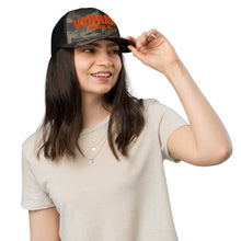 Load image into Gallery viewer, Verrado Camo Trucker Hat – Snapback Mesh Outdoor Cap - On Female Model

