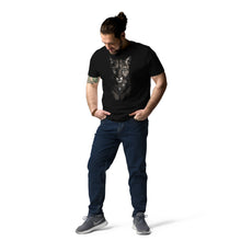 Load image into Gallery viewer, Man wearing a Mountain Lion Turquoise Jewelry Organic Cotton Tee and blue jeans on a white background
