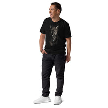 Load image into Gallery viewer, Man wearing a Mountain Lion Turquoise Jewelry Organic Cotton Tee on a white background
