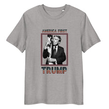 Load image into Gallery viewer, Trump America First Organic Cotton T-Shirt – Unisex &amp; Eco-Friendly Athletic Gray [FRONT]
