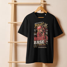 Load image into Gallery viewer, Rob Base Tribute Shirt | It Takes Two Hip-Hop Tee and text on a wooden hanger against a beige wall.
