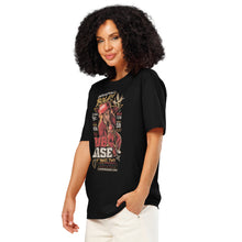Load image into Gallery viewer, Woman wearing a Rob Base Tribute Shirt | It Takes Two Hip-Hop Teeon a white background
