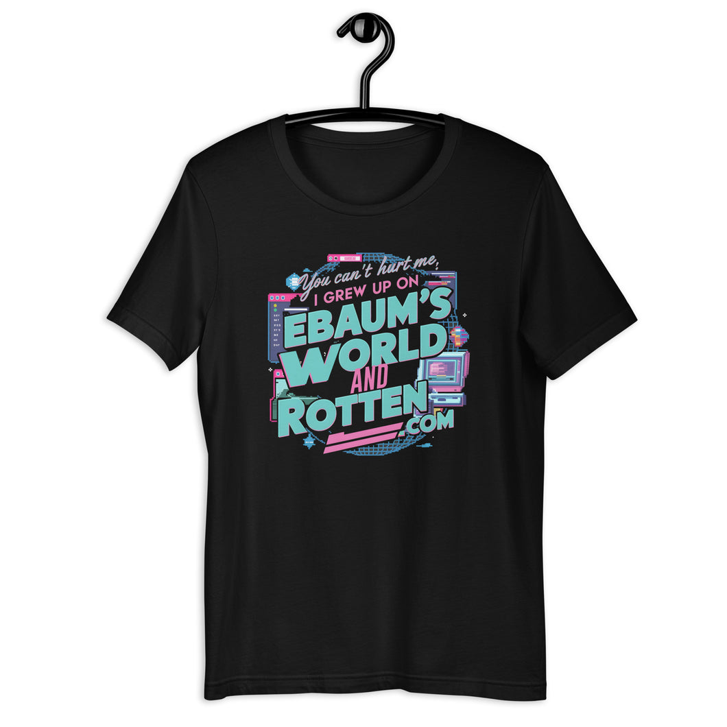 Retro Nostalgia T-Shirt: EBaum’s World & Rotten.com Mashup [On a hanger front of Tee]