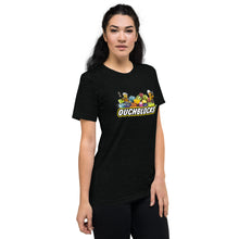 Load image into Gallery viewer, Exclusive OuchBlocks Tee – A Nostalgic Tribute to Classic Building Blocks for Ultimate Fans &amp; Builders! On female model angled
