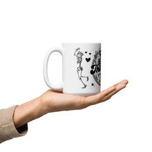 Load image into Gallery viewer, Sturdy &amp; Glossy 15 oz Ceramic Mug featuring &#39;Have The Day You Deserve Skeleton Humor&#39; (HANDLE ON LEFT)
