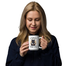 Load image into Gallery viewer, Im-going-to-let-god-fix-it-cat-mug-by-vtown-designs-dot-com-white-mug-model-staring-into-mug
