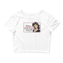 Load image into Gallery viewer, Retro Revelations Women’s Crop Tee | Conspiracy Theorist Design in white laying flat front view
