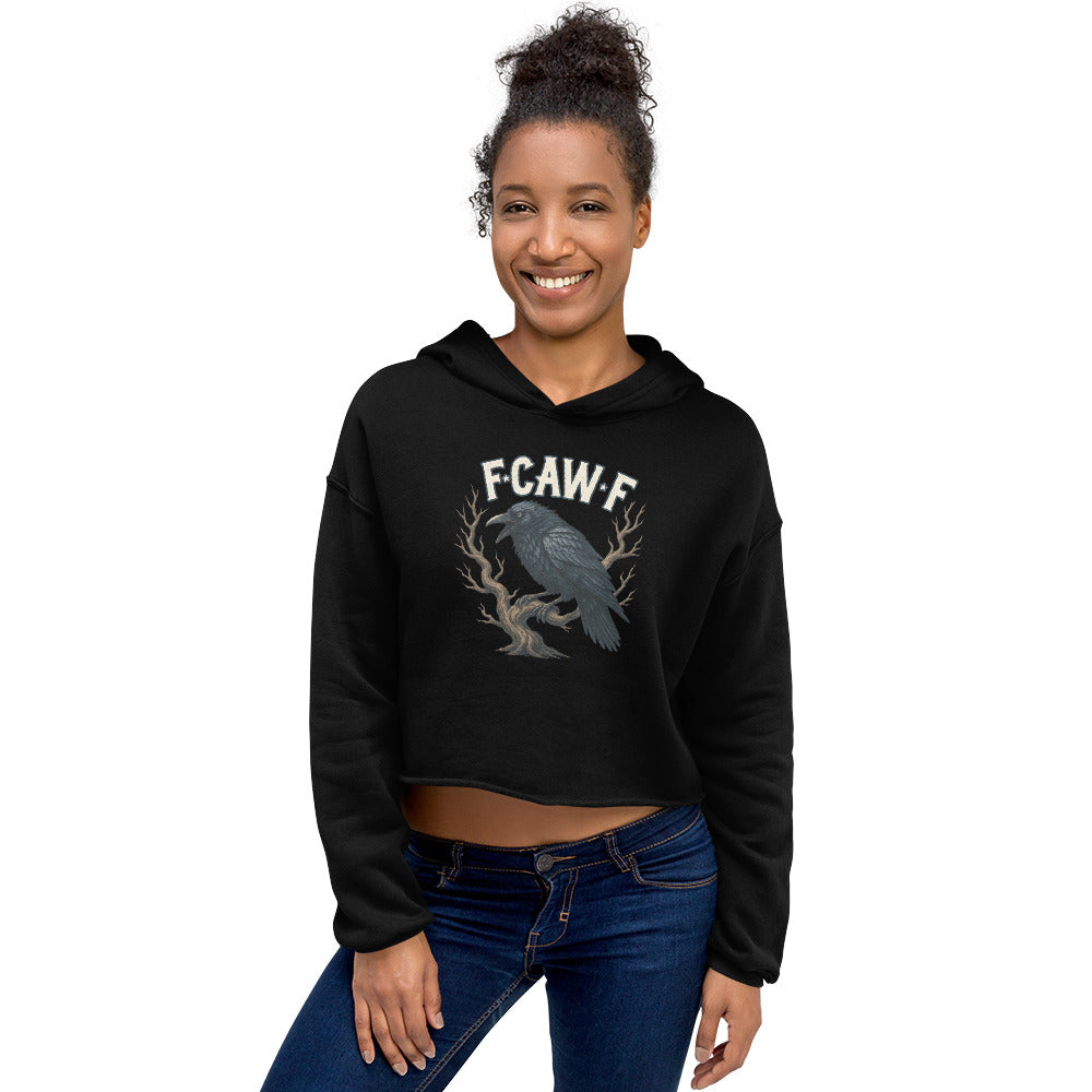 FCAWF Crow Meme Crop Hoodie – Funny Crows By VTown Design