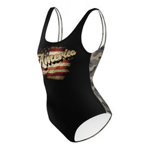 Load image into Gallery viewer, America Camo-backed One-Piece Swimsuit side ghost 1
