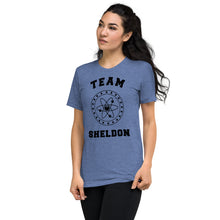 Load image into Gallery viewer, Team Sheldon Bazinga T-Shirt for Fans of The Big Bang Theory Front Woman long black hair
