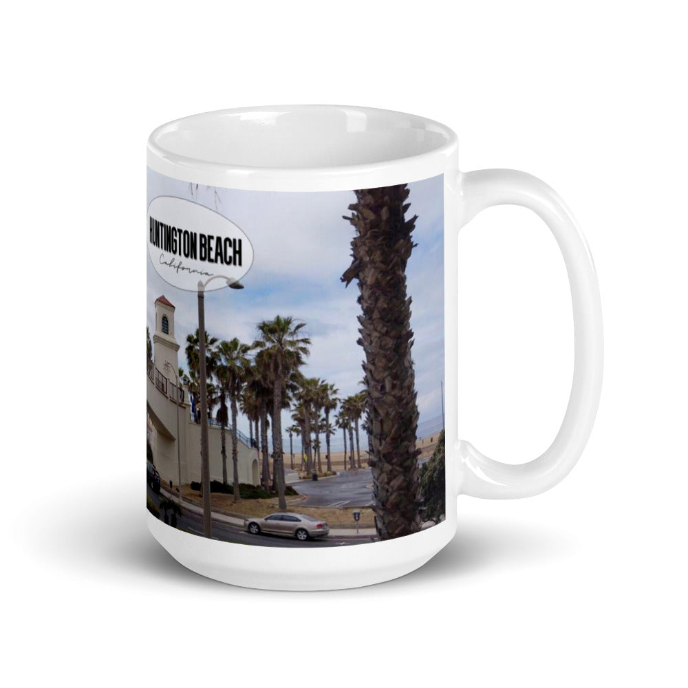Huntington Beach California - White glossy mug