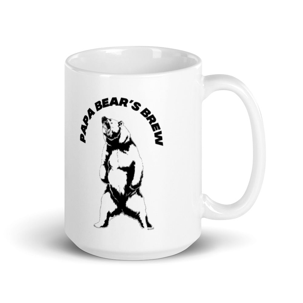 Papa Bear's Brew White glossy mug
