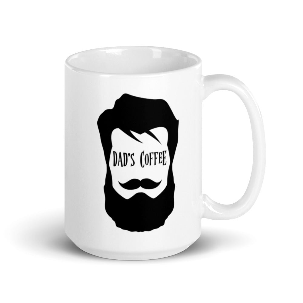 Bearded Dad White glossy mug